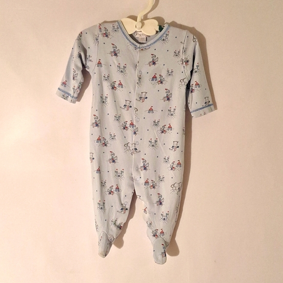 Rare!Kissy Kissy 6-9 Month Baby Boy Blue Footed Onsie Knights and Horses Softest - Picture 1 of 9